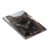 かわいい黒猫の写真パーソナライズされた名 ノートブック (右側)
