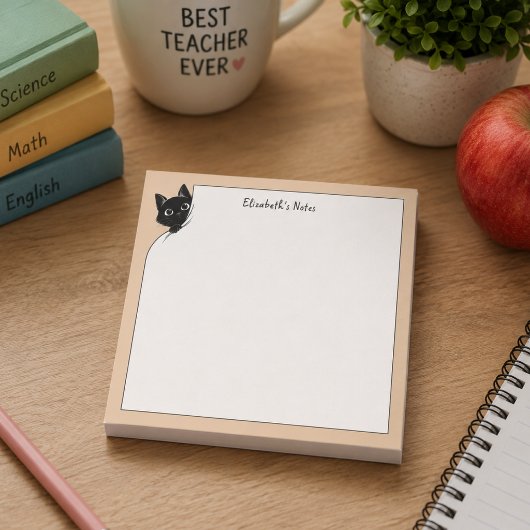 かわいい黒猫の前足がのぞいている文房具 ポストイット