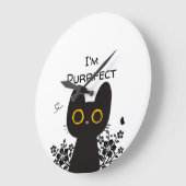 かわいい黒猫の壁時計 ラージ壁時計 (傾斜)