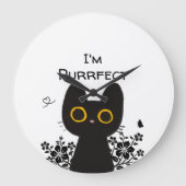かわいい黒猫の壁時計 ラージ壁時計 (正面)