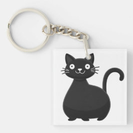 かわいい黒猫の大きな目 イラスト キーホルダー