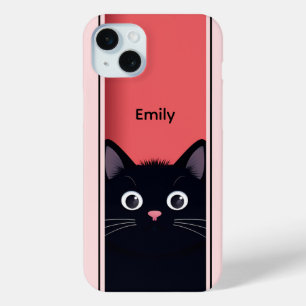 かわいい黒猫の子モダン猫パーソナライズされた名 iPhone 15 MINIケース