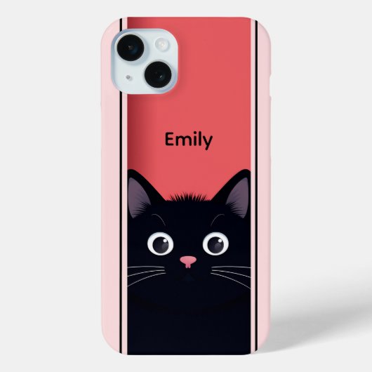 かわいい黒猫の子モダン猫パーソナライズされた名 Case-Mate iPhoneケース (裏面)