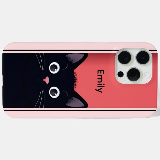 かわいい黒猫の子モダン猫パーソナライズされた名 Case-Mate iPhoneケース (裏面 (横))