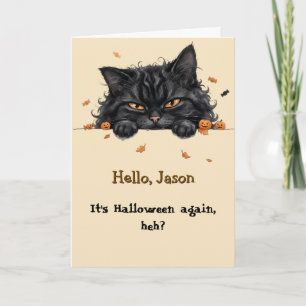 かわいい黒猫の子供用ハロウィンカード カード