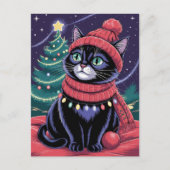 かわいい黒猫の子猫のクリスマス冬の休日 ポストカード (正面)
