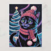 かわいい黒猫の子猫のクリスマス 冬の休日 ポストカード (正面)