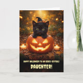 かわいい黒猫の子猫のハロウィン・デザインの娘へのギフト カード (正面)