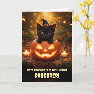かわいい黒猫の子猫のハロウィン・デザインの娘へのギフト カード
