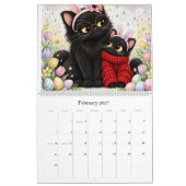 かわいい黒猫の家族 2027年 カレンダー - 可愛い (2月 2027)