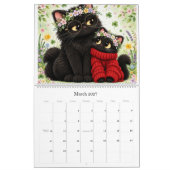 かわいい黒猫の家族 2027年 カレンダー - 可愛い (3月 2027)