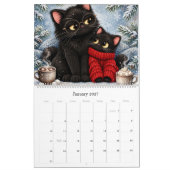 かわいい黒猫の家族 2027年 カレンダー - 可愛い (1月 2027)