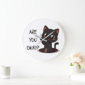 かわいい黒猫の時計デザイン ラージ壁時計 (ホーム)