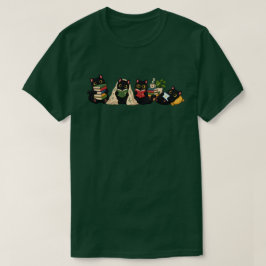 かわいい黒猫の本の読み手イラスト Tシャツ