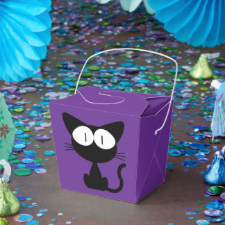 かわいい黒猫の柄 バイオレットの誕生日パーティー フェイバーボックス