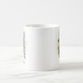 かわいい黒猫の水彩花 名前入り コーヒーマグカップ (中央)