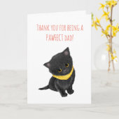 かわいい黒猫の父の日のカード カード (黄色い花)