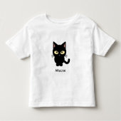 かわいい黒猫の猫の鳴き声の漫画の幼児のワイシャツ トドラーTシャツ (正面)