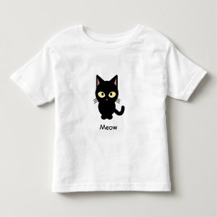 かわいい黒猫の猫の鳴き声の漫画の幼児のワイシャツ トドラーTシャツ