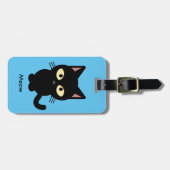 かわいい黒猫の猫の鳴き声の漫画 ラゲッジタグ (正面横)