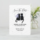 かわいい黒猫の結婚式延期案内状 セーブザデート (スタンド正面)