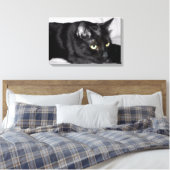 かわいい黒猫の肖像画 キャンバスプリント (インサイチュ (寝室))