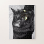 かわいい黒猫の肖像画 ジグソーパズル (縦)
