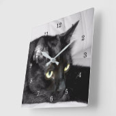 かわいい黒猫の肖像画 スクエア壁時計 (傾斜)