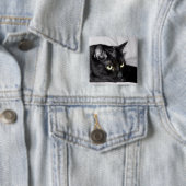かわいい黒猫の肖像画 缶バッジ (インサイチュ)