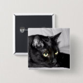 かわいい黒猫の肖像画 缶バッジ (正面&裏面)