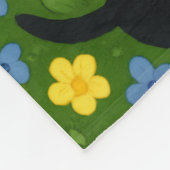 かわいい黒猫の花畑柄 フリースブランケット (角)