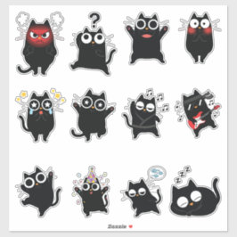 かわいい黒猫の表情ステッカーセット シール