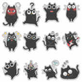 かわいい黒猫の表情ステッカーセット シール (正面)
