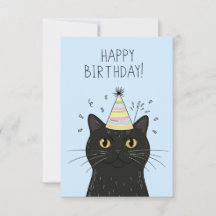 かわいい黒猫の誕生日パーティーハットと紙吹雪