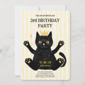 かわいい黒猫の誕生日パーティー招待状 招待状 (正面)