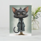 かわいい黒猫の誕生日パーティー 招待状 (スタンド正面)