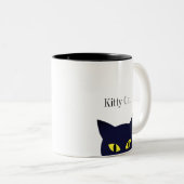 かわいい黒猫の顔と書道 ツートーンマグカップ (正面右)