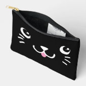 かわいい黒猫の顔 アクセサリーポーチ (見開き)