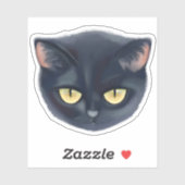 かわいい黒猫の顔 シール (シート)