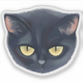 かわいい黒猫の顔 シール (正面)