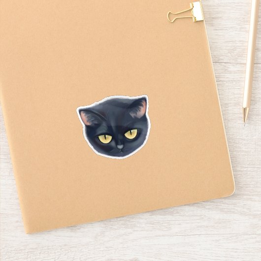 かわいい黒猫の顔 シール (ノートブック)