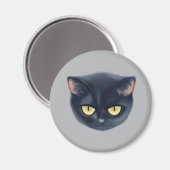かわいい黒猫の顔 マグネット (正面/裏面)
