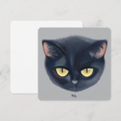 かわいい黒猫の顔 招待状 (正面/裏面)
