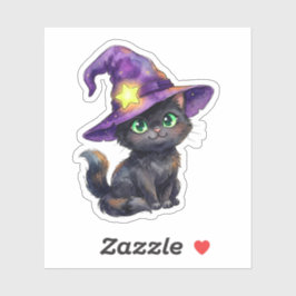 かわいい黒猫の魔女の帽子ハロウィンステッカー シール