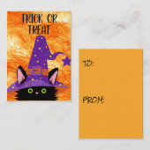 かわいい黒猫の魔女の帽子 ハロウィン教室 ノートカード (正面/裏面)