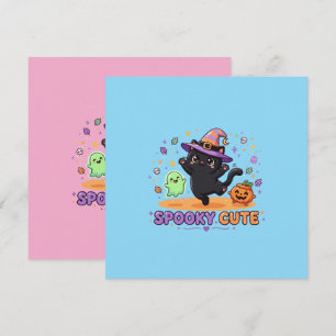 かわいい黒猫の魔女 ハロウィン カード
