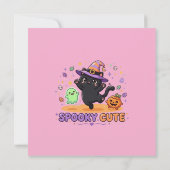 かわいい黒猫の魔女 ハロウィン カード (裏面)