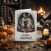 かわいい黒猫の魔女 ハロウィン カード