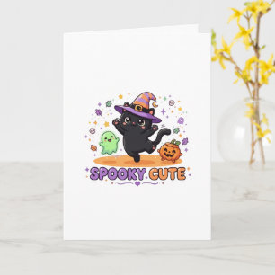 かわいい黒猫の魔女 ハロウィン カード