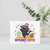 かわいい黒猫の魔女 ハロウィン ポストカード (スタンド正面)